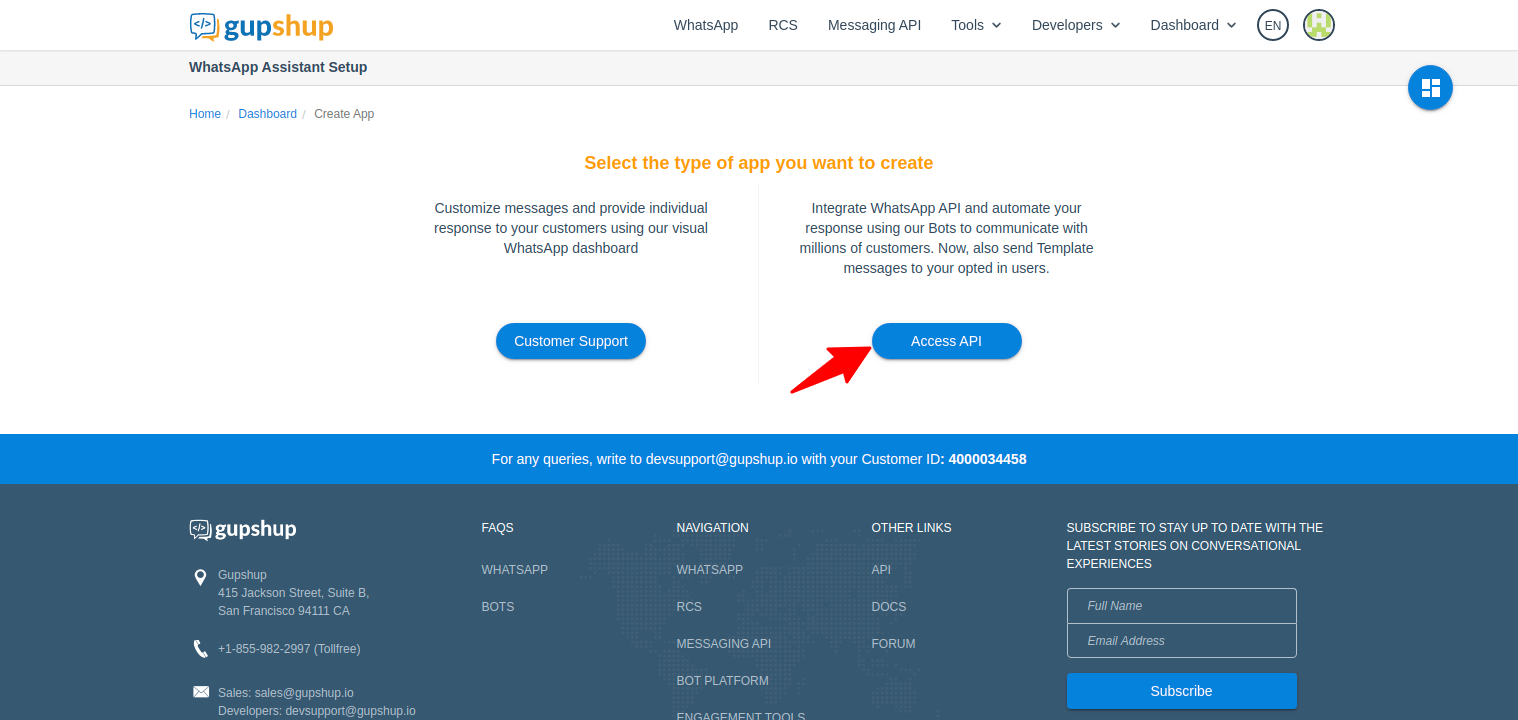 Create app - Type