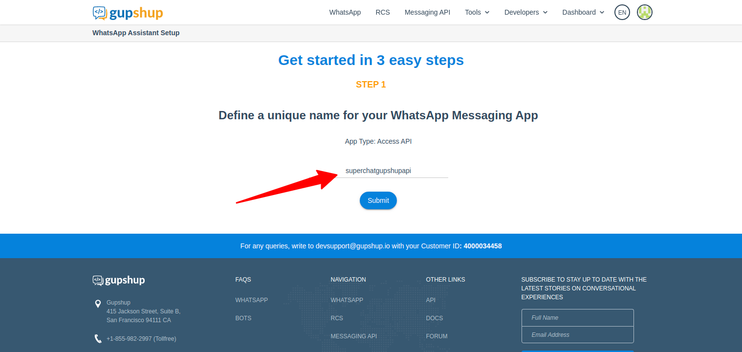 Create app- Name
