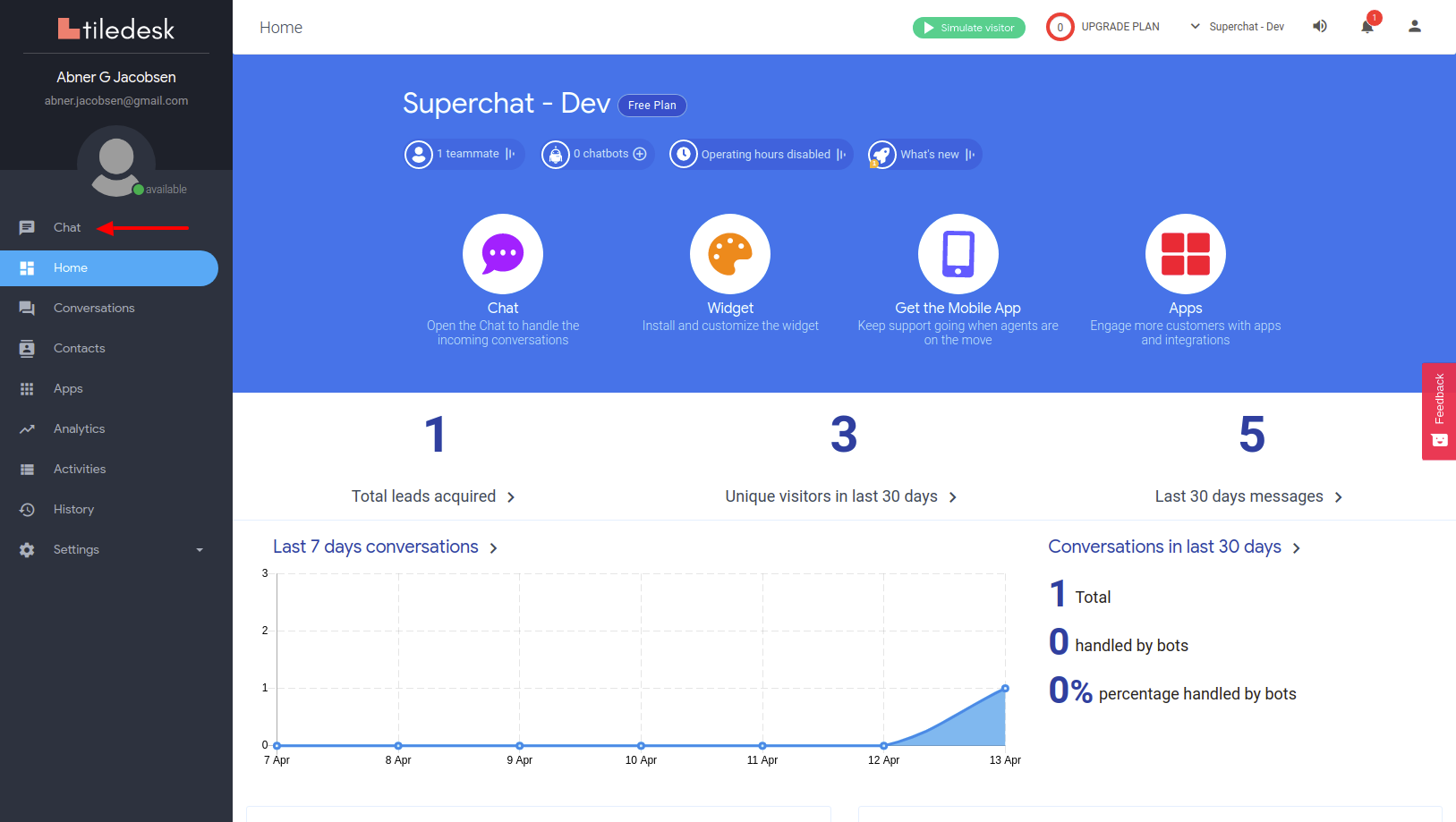 Tiledesk view chats