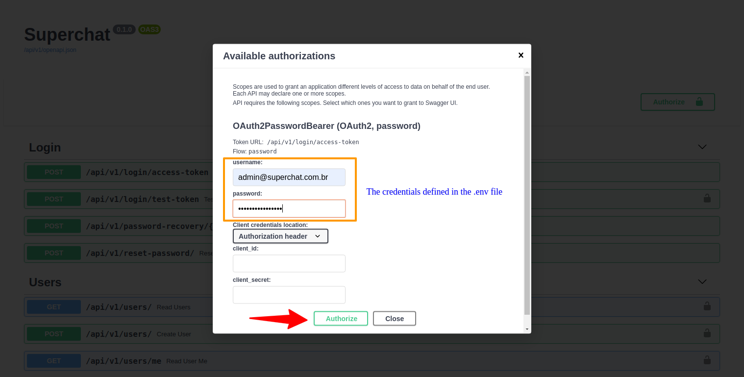 Interactive - Enter credentials